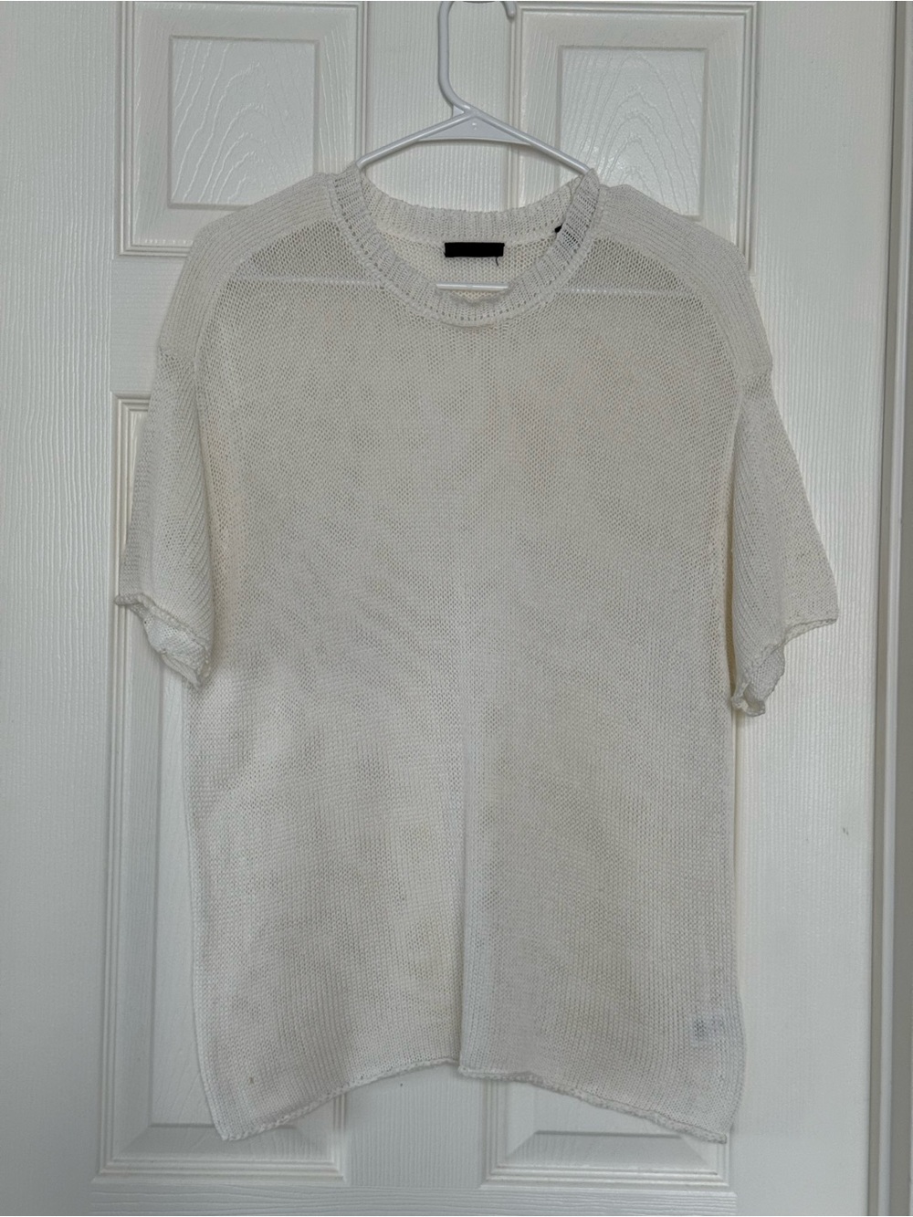 ATM Anthony Thomas Melillo Ivory Open-Knit Short Sleeve Tunic